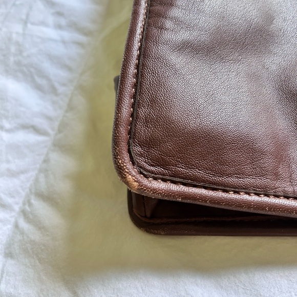 Vince Camuto Brown Leather Tote with Basketweave Design - Picture 8 of 11